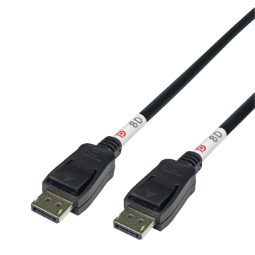 DisplayPort kabel, DP 2.1, 8K, DP80, 1m, svart 